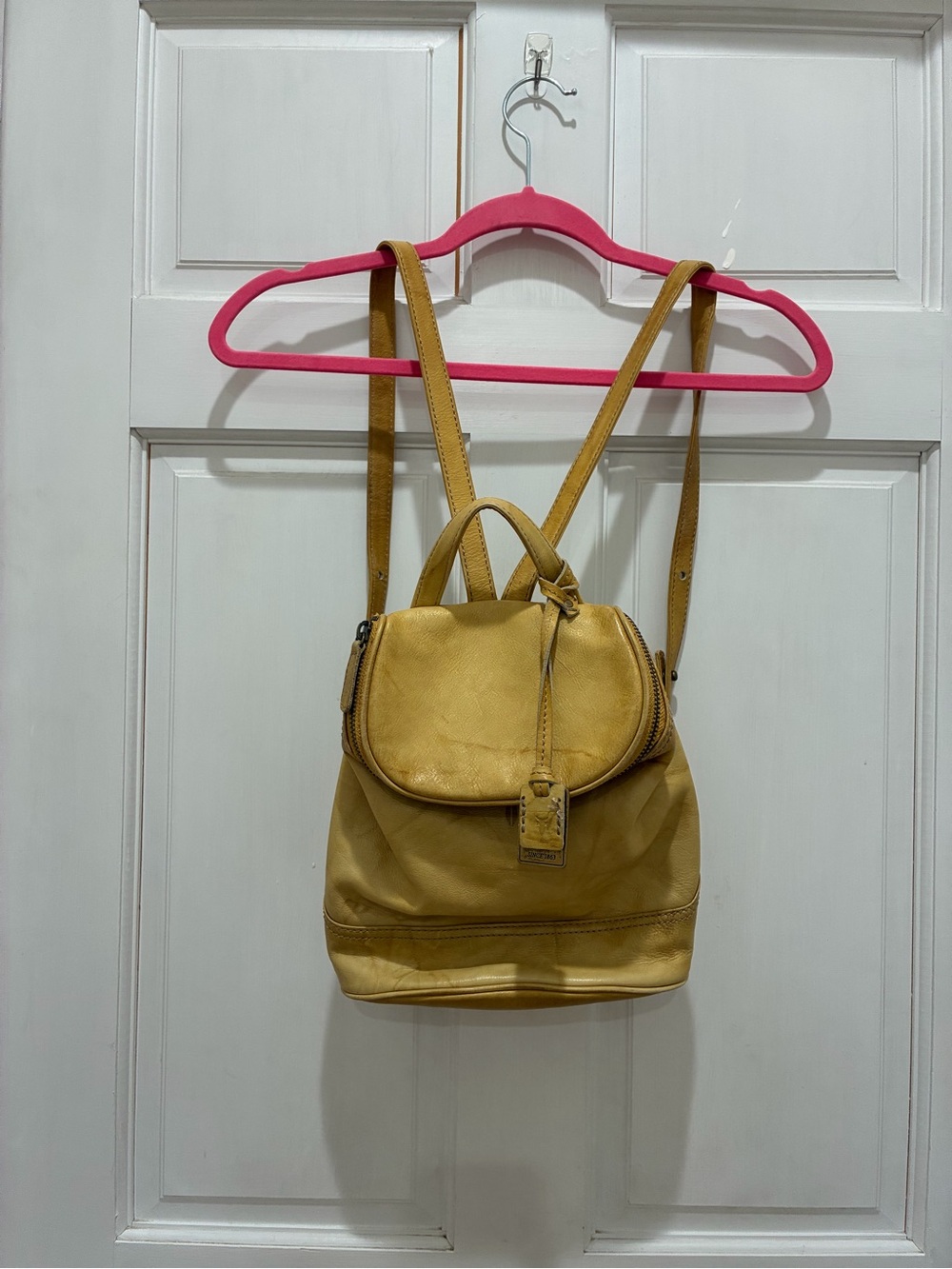 Frye Small Yellow Leather Backpack